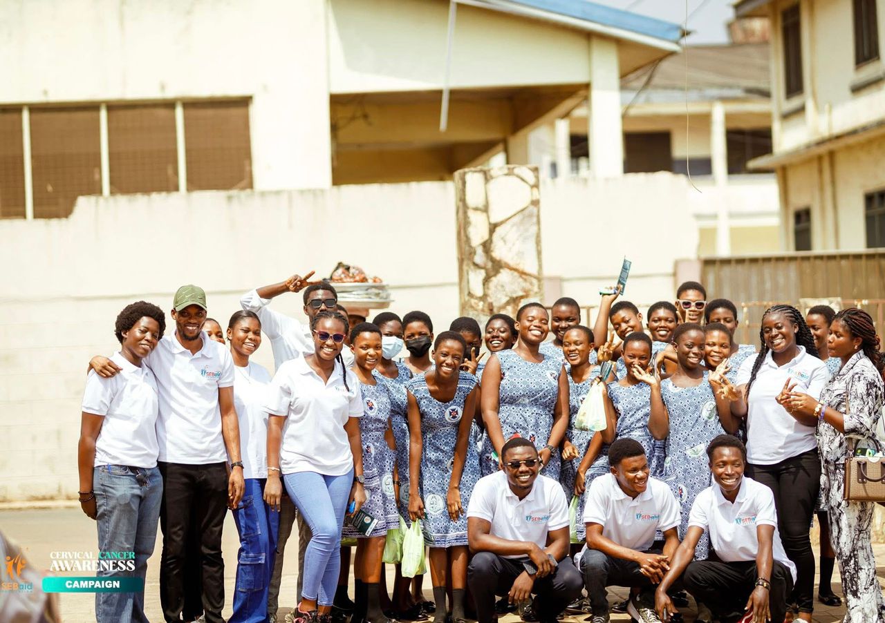 SebAid Foundation team with students after the cervical cancer outreach